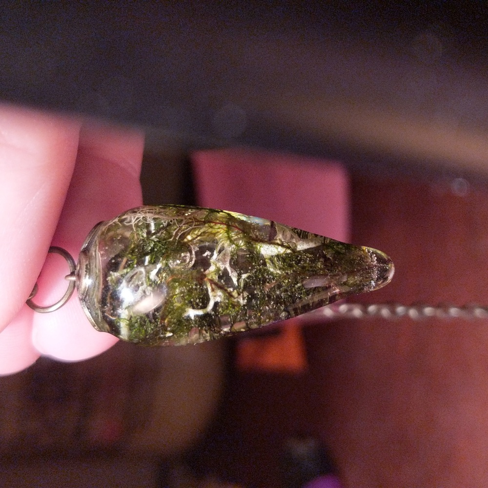 Real Moss In Clear Resin Necklace